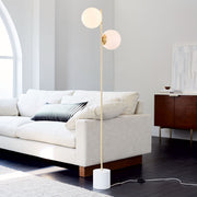 Alessora Sphere Stem Floor Lamp – Metal Frame Marble Base Elegant Lighting